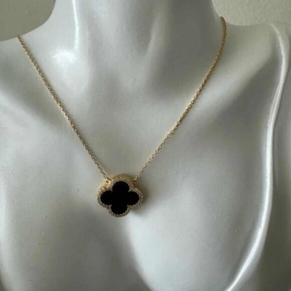 Rachel Zoe Sterling Silver 925 Gold Plated Clever Reversibl Necklace Pearl Onyx - Picture 8 of 16